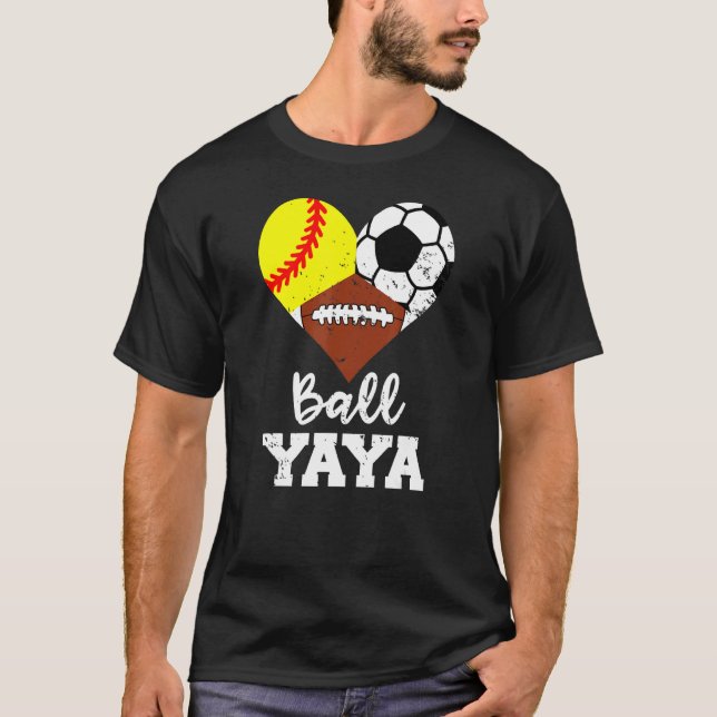 Boll Yaya Heart Softball Football Yaya 1 T Shirt (Framsida)