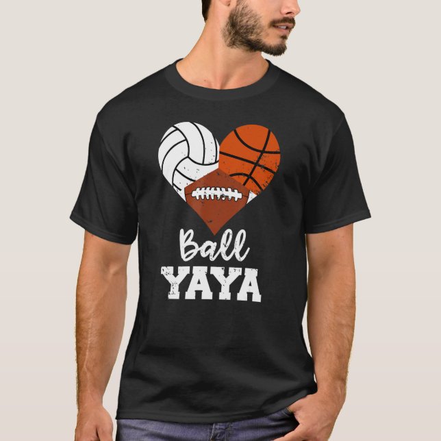 Boll Yaya Heart Volleyball Basketball Football Ya T Shirt (Framsida)