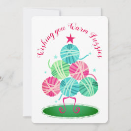 Bollar av garn av träd, stickat julkort