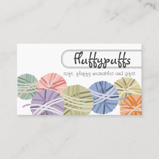 Bollar av garn av trikå visitkort (Framsida)