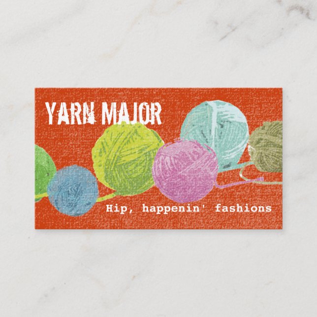 Bollar av garn av trikå visitkort (Framsida)