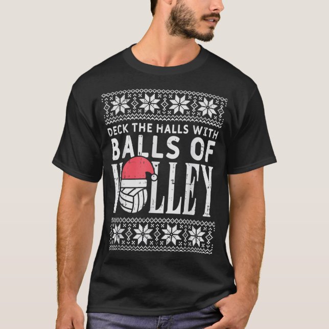 Bollar av Volley Julafton Volleyball Ugly jul Swe T Shirt (Framsida)