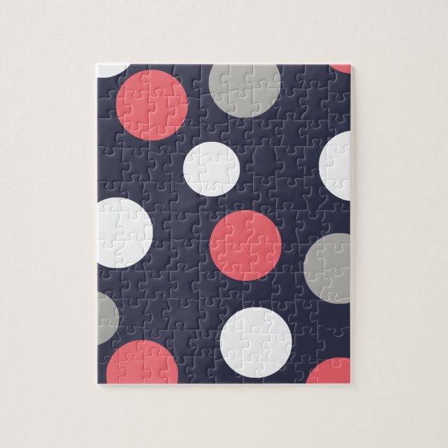 Bollar Circles Mönster Grått White Coral Rosa Pussel (Vertikal)