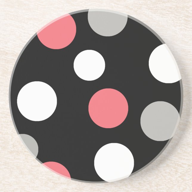 Bollar Circles Mönster Grått White Coral Rosa Underlägg Sandsten (Framsidan)