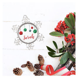 Bollar Crafty Helgdag Namn/Text Snöflinga Pewter Julgransprydnad