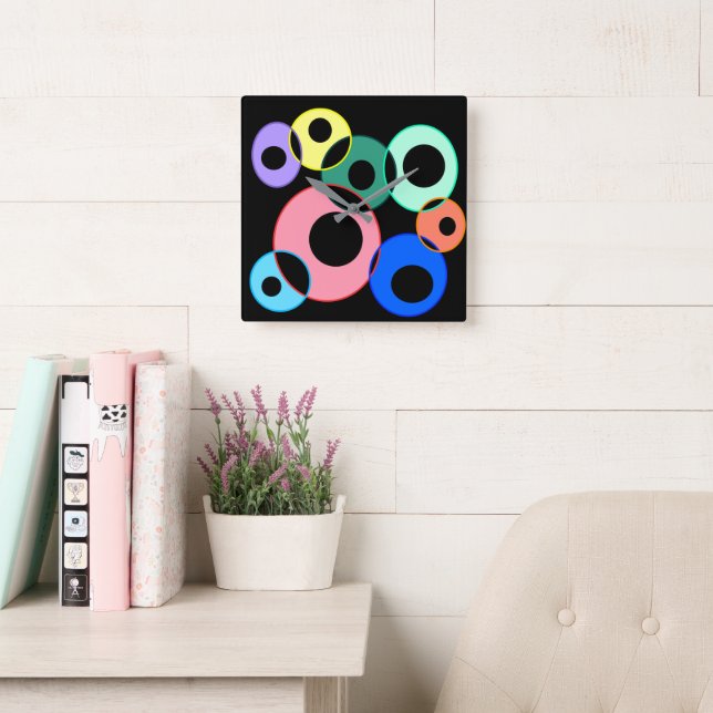 Bollar-design för Rainbow Billiard Fyrkantig Klocka (Läsesal)