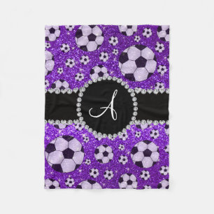 Bollar för fotboll för Monogramglitter indigobl Fleecefilt