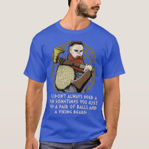 Bollar och en Valhalla Beard Funny Norse Hum T Shirt