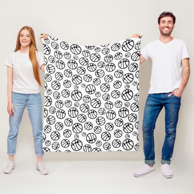 Bollar Sports Black White Mönster Fleecefilt (På plats)