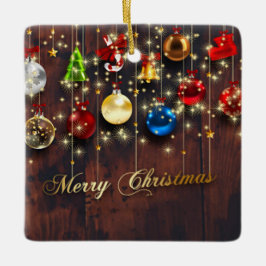 Bollar, stjärnor och snöflingor julgransprydnad keramik