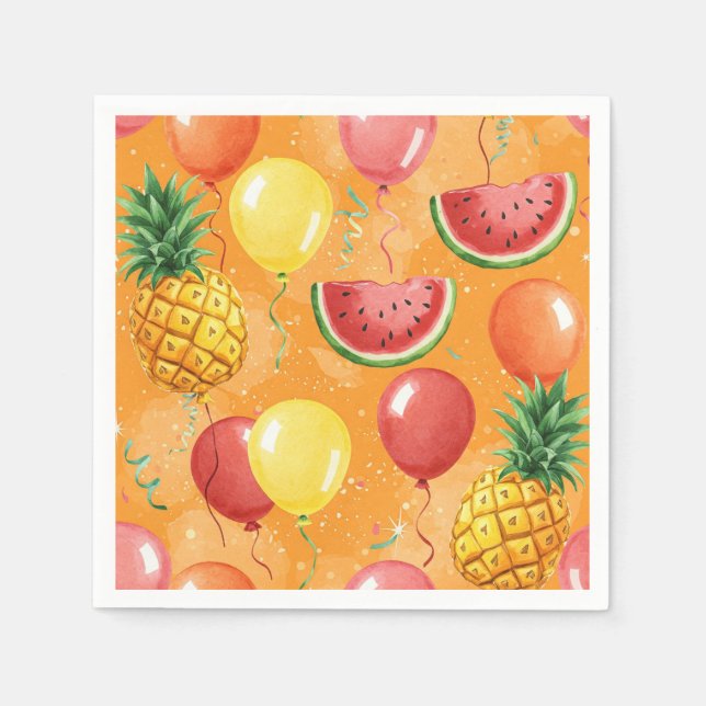 Bollar, vattenmeloner, ananas, av Natasha Us Pappersservett (Framsidan)