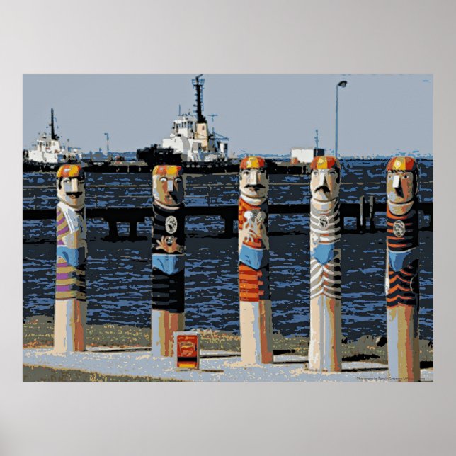 Bollards Geelong Oceanfront Poster (Framsidan)