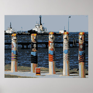BollardsGeelong Oceanfront Poster