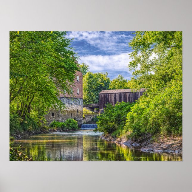 Bollinger Mill och Burfordville täckte bron Poster (Framsidan)