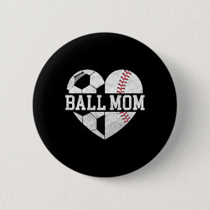 Bollmamma Tröja Hjärta Rolig Baseball Fotboll Mamm Knapp