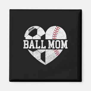 Bollmamma Tröja Hjärta Rolig Baseball Fotboll Mamm Magnet