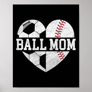 Bollmamma Tröja Hjärta Rolig Baseball Fotboll Mamm Poster