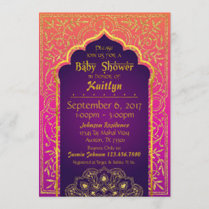 Bollywood Arabian Nights Baby Shower Inbjudningar