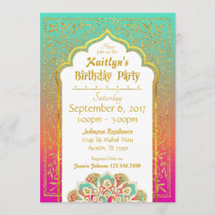 Bollywood Arabian Nights Birthday-inbjudan Inbjudningar