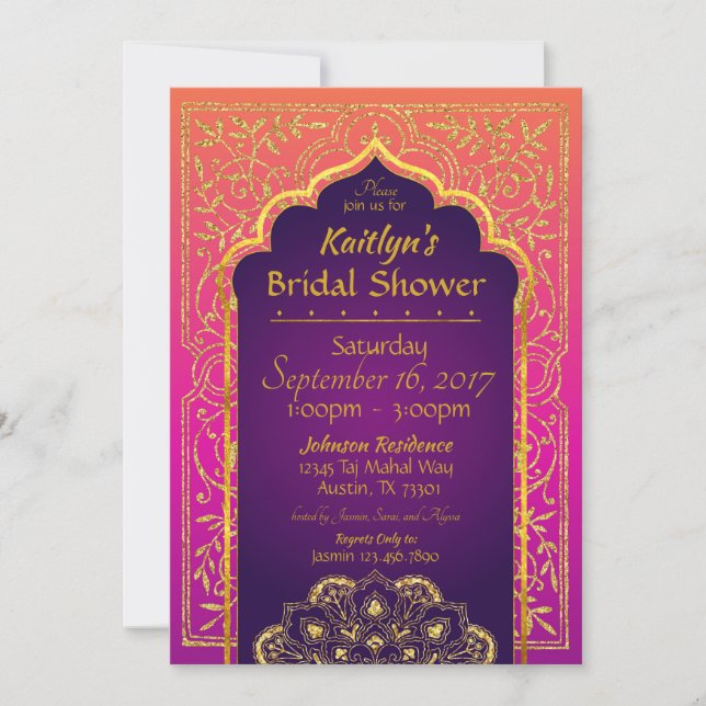 Bollywood Arabian Nights Inbjudningskort för möhip (Framsida)