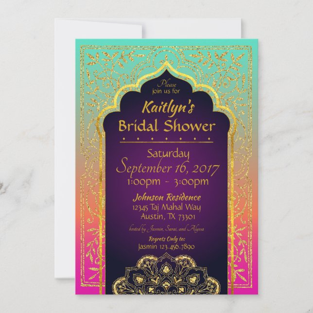 Bollywood Arabian Nights Inbjudningskort för möhip (Framsida)