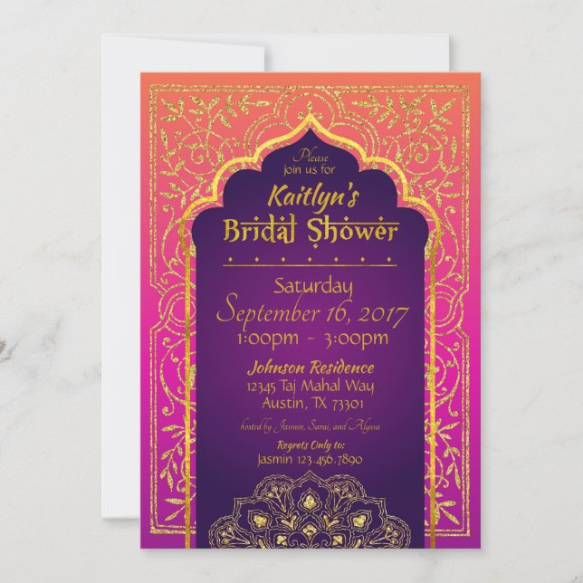 Bollywood Arabian Nights Inbjudningskort för möhip (Framsida)