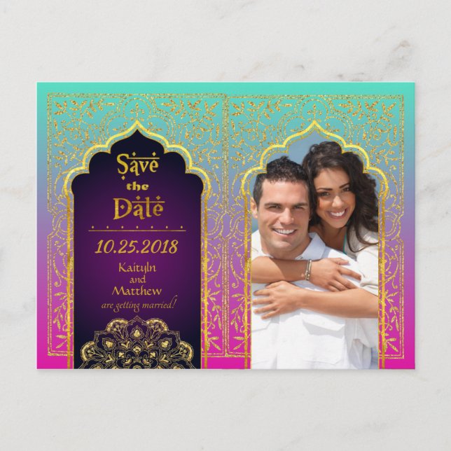 Bollywood Arabian Nights Spara datumet Meddelande Vykort (Framsida)