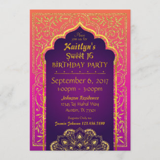 Bollywood Arabian Nights Sweet sixteen Inbjudningar