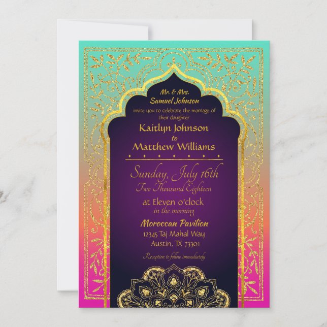 Bollywood Arabian Nights Wedding bjudande Inbjudningar (Framsida)
