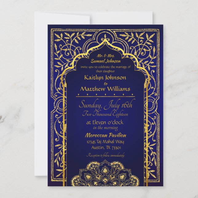 Bollywood Arabian Nights Wedding bjudande Inbjudningar (Framsida)