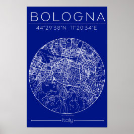 Bologna Blueprint Kartposter – Cirkulär stadsplan  Poster