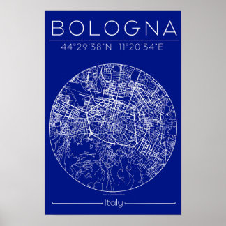 Bologna Blueprint Kartposter – Cirkulär stadsplan Poster