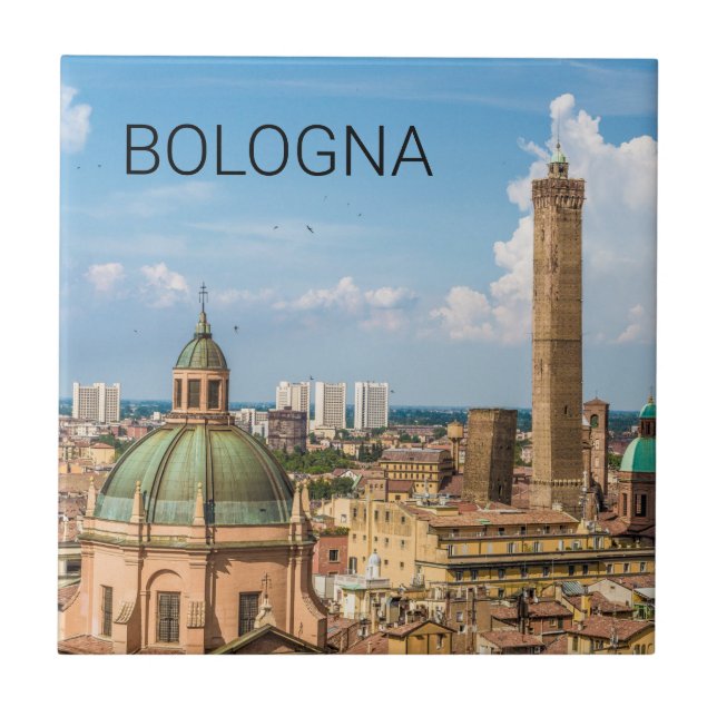 Bologna Emilia-Romagna-Italien Panorama Souvenir Kakelplatta (Framsidan)