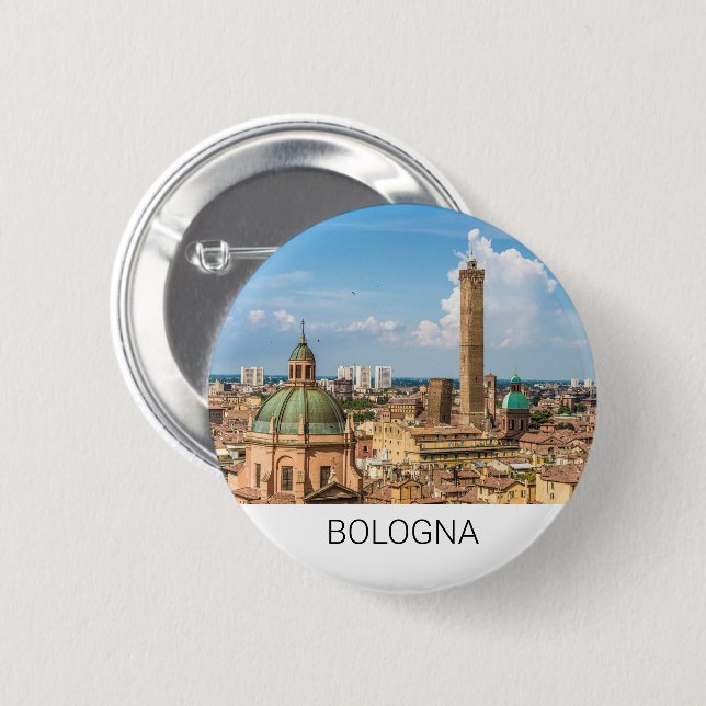 Bologna Emilia-Romagna-Italien Panorama Souvenir Knapp (Framsida & baksida)