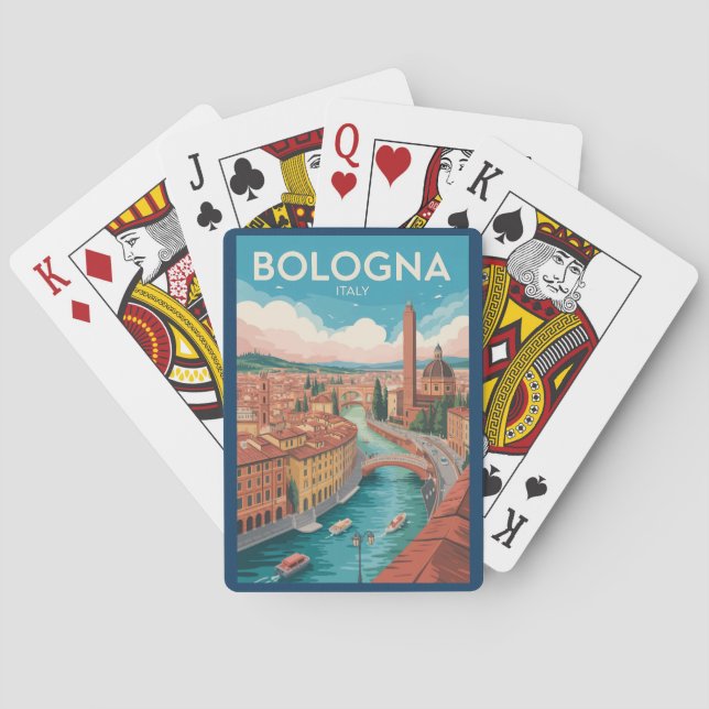 Bologna Italien Illustration Resa Konst Vintage Casinokort (Baksidan)