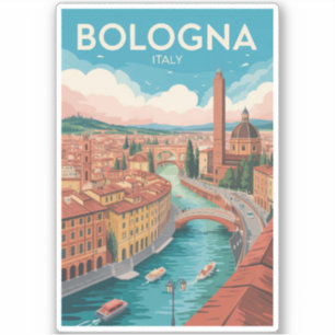 Bologna Italien Illustration Resa Konst Vintage Klistermärken