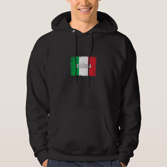 Bologna-Italien med italiensk Flagga Hoodie (Framsida)