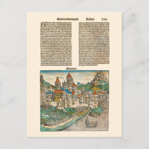 Bologna Italien Nürmberg Chronicle Medieval Bok Vykort