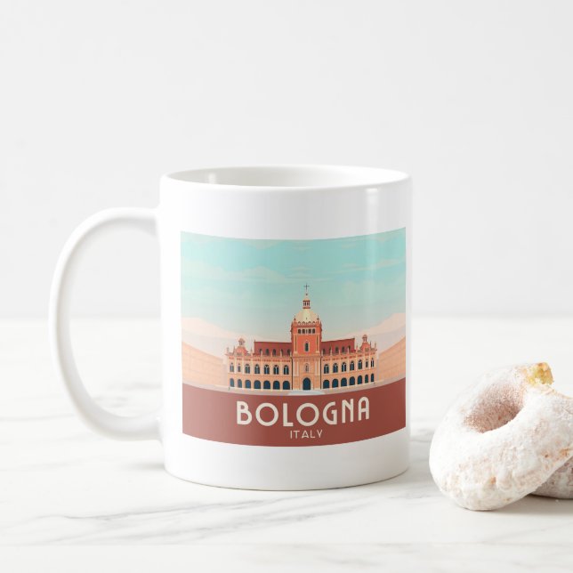 Bologna Italien Pastel Travel Kaffemugg (Med munk)