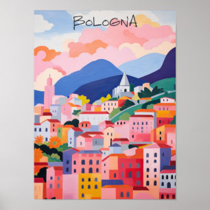 Bologna Italien Resa Stad Måleri Estetik Poster