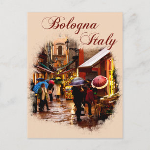 Bologna, Italien: Shopping in the Rain Vykort