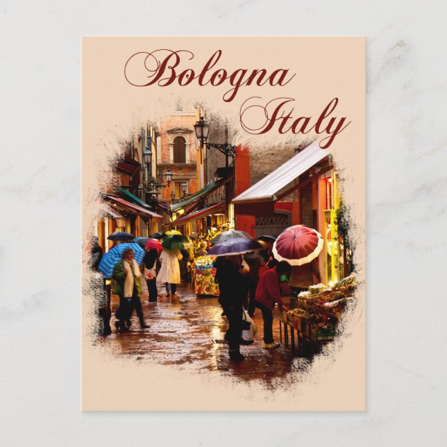 Bologna, Italien: Shopping in the Rain Vykort (Framsida)