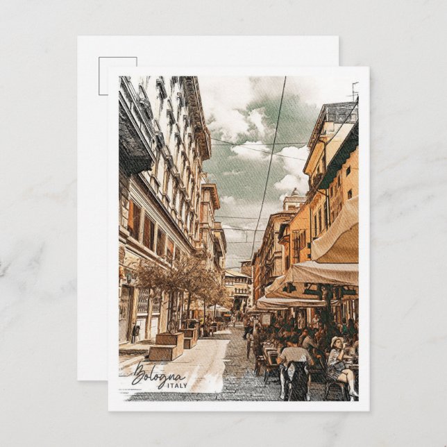 Bologna-Italien Vacker Oil Paint Ligcape Vykort (Fram/baksida)