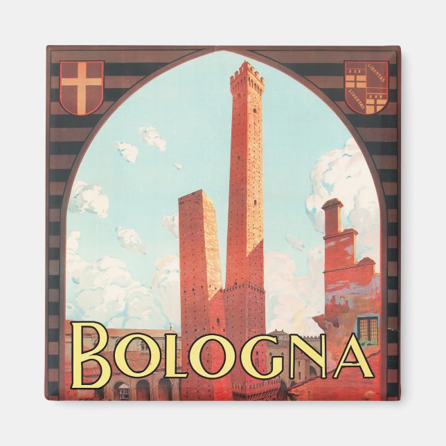 Bologna Italien vintage resor Magnet (Framsidan)