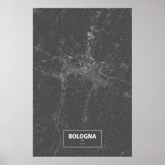 Bologna, Italien (vit på svart) Poster