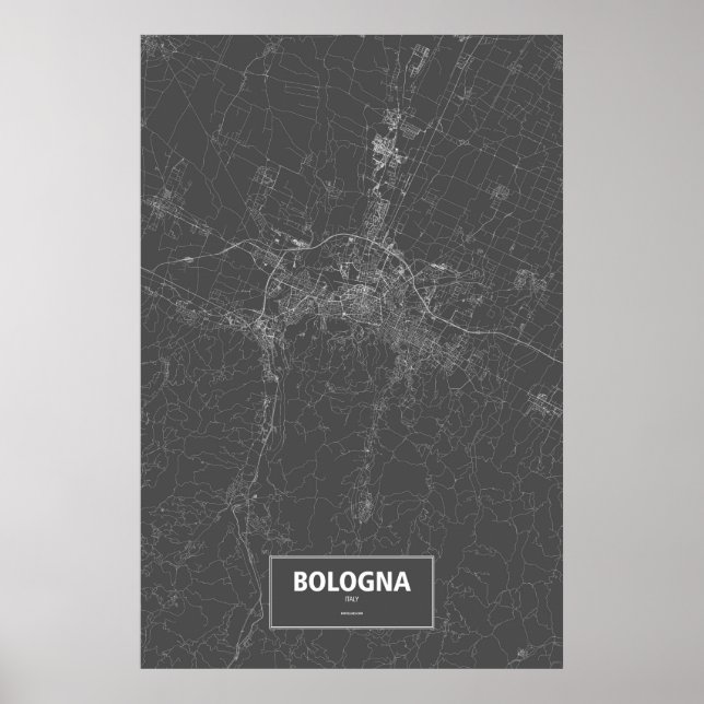 Bologna, Italien (vit på svart) Poster (Framsidan)