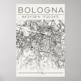 Bologna stads kartaffisch Modern Minimal Urban kon Poster