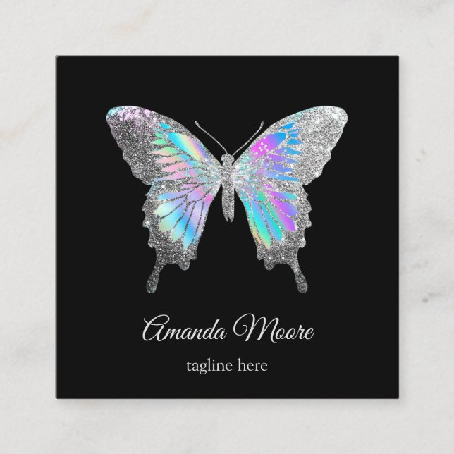 Bolograf (blå fjärilshierarki) fyrkantigt visitkort (Framsida)