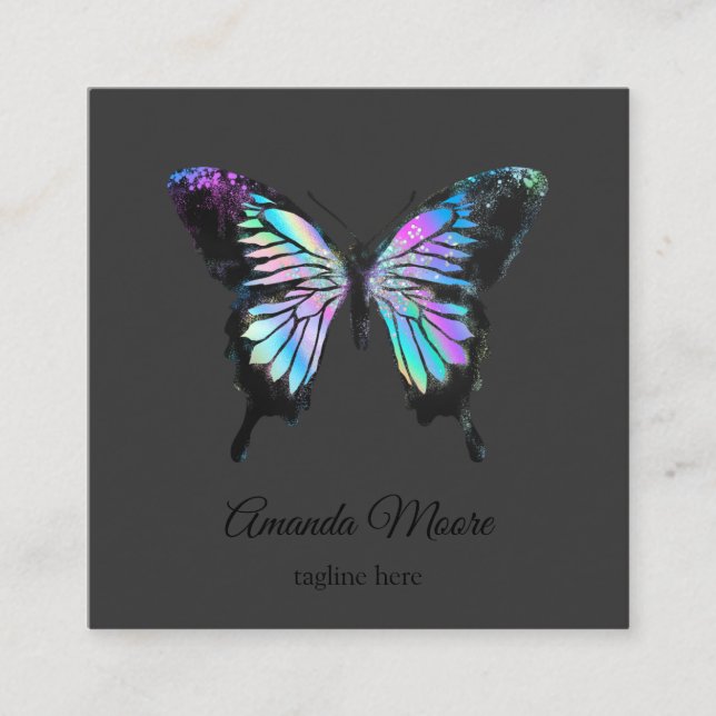 Bolograf opal för blå fjäril-livets tränare fyrkantigt visitkort (Framsida)