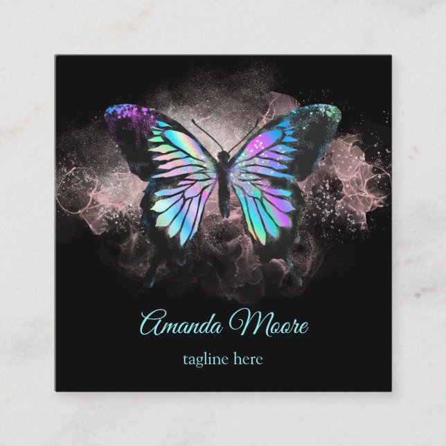 Bolograf opal för blå fjäril-livets tränare fyrkantigt visitkort (Framsida)
